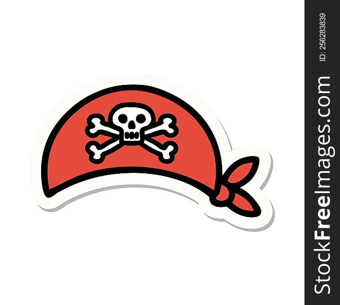 sticker of tattoo in traditional style of pirate head scarf. sticker of tattoo in traditional style of pirate head scarf