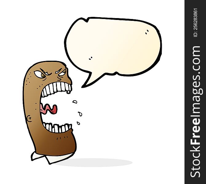 Cartoon Furious Man Shouting With Speech Bubble