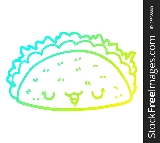 Cold Gradient Line Drawing Cartoon Taco