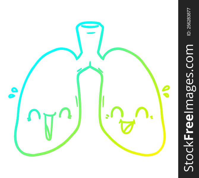 Cold Gradient Line Drawing Cartoon Happy Lungs
