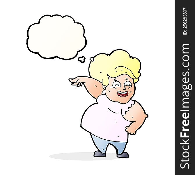 Cartoon Overweight Woman With Thought Bubble