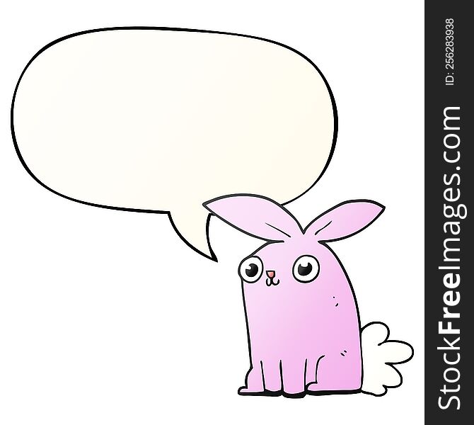 Cartoon Bunny Rabbit And Speech Bubble In Smooth Gradient Style