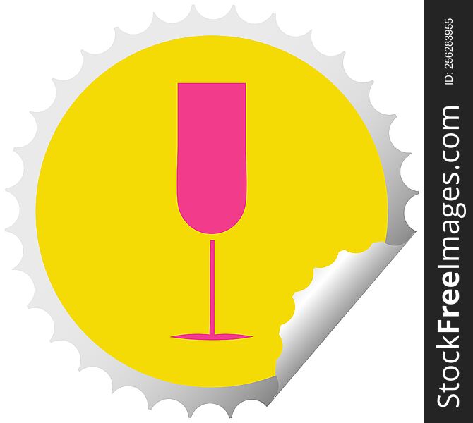 circular peeling sticker cartoon of a champagne flute