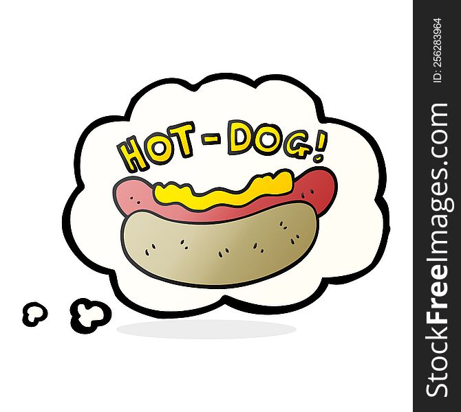 freehand drawn thought bubble cartoon hotdog