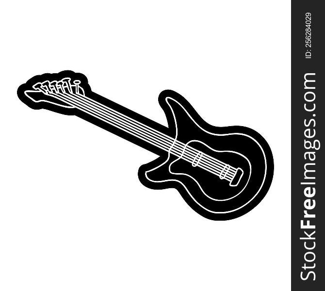 Cartoon Icon Drawing Of A Guitar