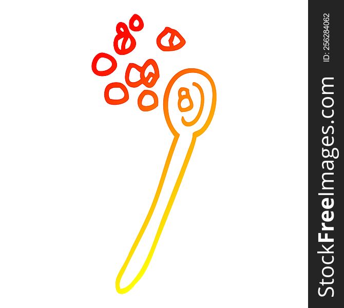 Warm Gradient Line Drawing Cartoon Cereal On A Spoon