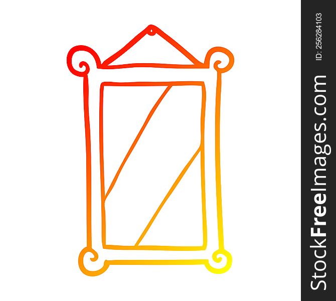warm gradient line drawing of a framed old mirror