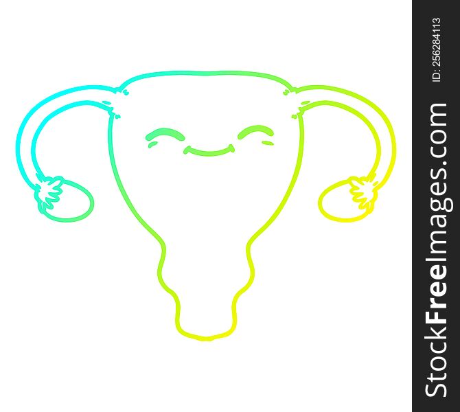 Cold Gradient Line Drawing Cartoon Uterus