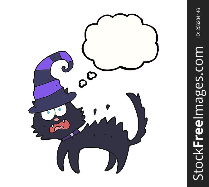 Thought Bubble Cartoon Scared Black Cat