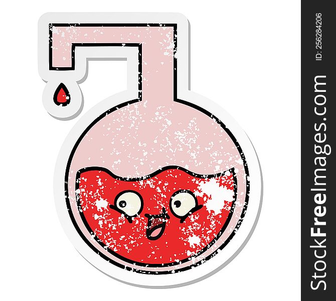Distressed Sticker Of A Cute Cartoon Science Experiment