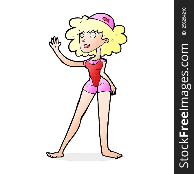 cartoon swimmer woman