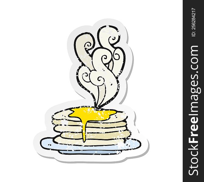 Retro Distressed Sticker Of A Cartoon Stack Of Pancakes