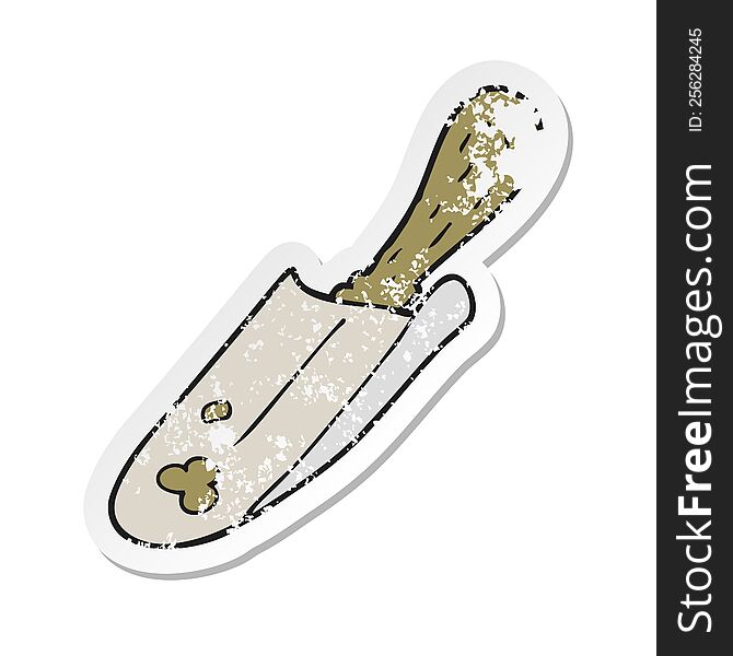 retro distressed sticker of a cartoon shovel