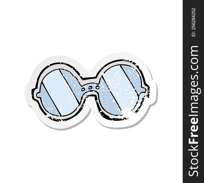 Retro Distressed Sticker Of A Cartoon Spectacles