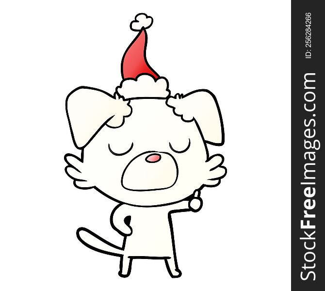 Gradient Cartoon Of A Dog Wearing Santa Hat