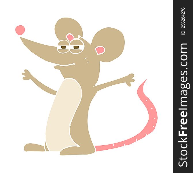 Flat Color Illustration Of A Cartoon Mouse