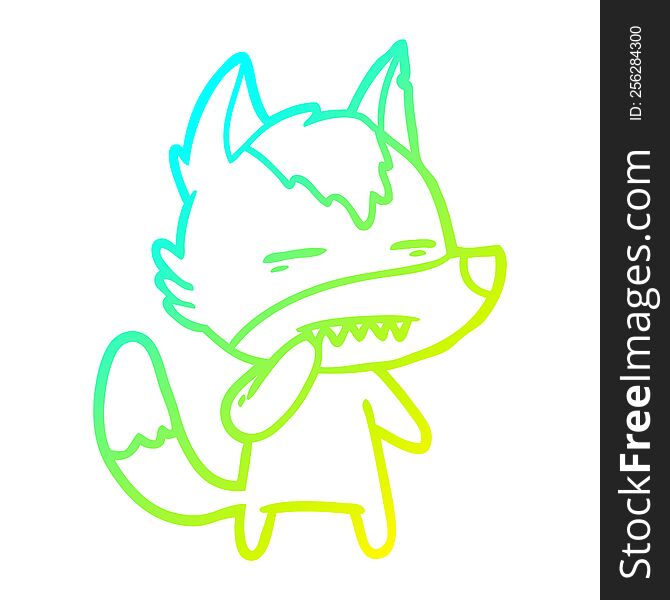 cold gradient line drawing unsure wolf showing teeth