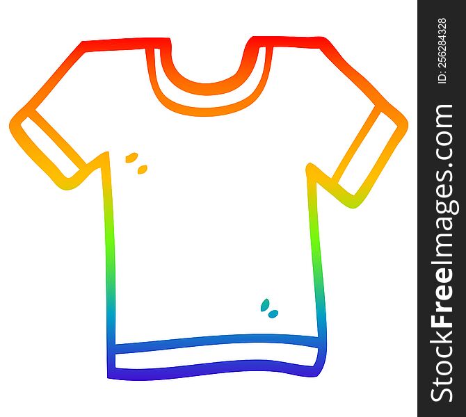 rainbow gradient line drawing of a cartoon tee shirt