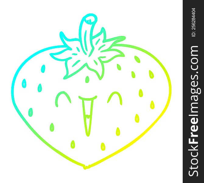 Cold Gradient Line Drawing Happy Cartoon Strawberry
