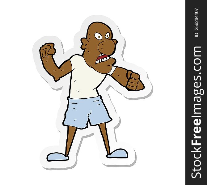 sticker of a cartoon violent man