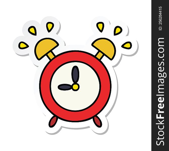 Sticker Of A Cute Cartoon Ringing Alarm Clock