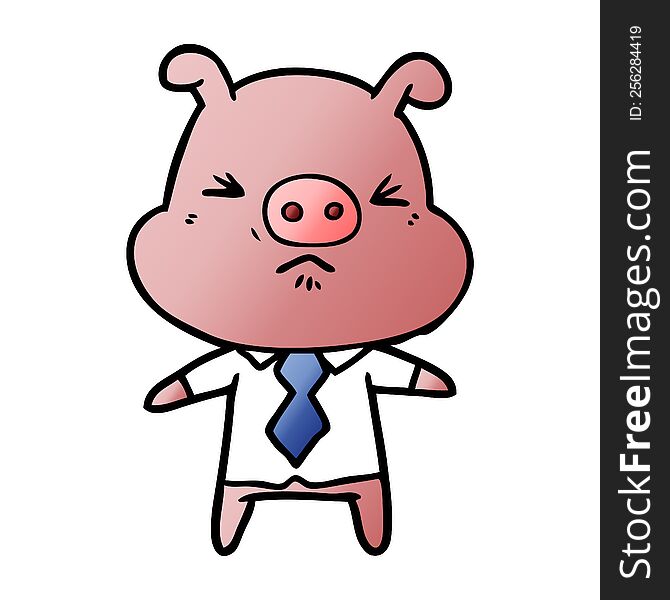 cartoon angry pig in shirt and tie. cartoon angry pig in shirt and tie
