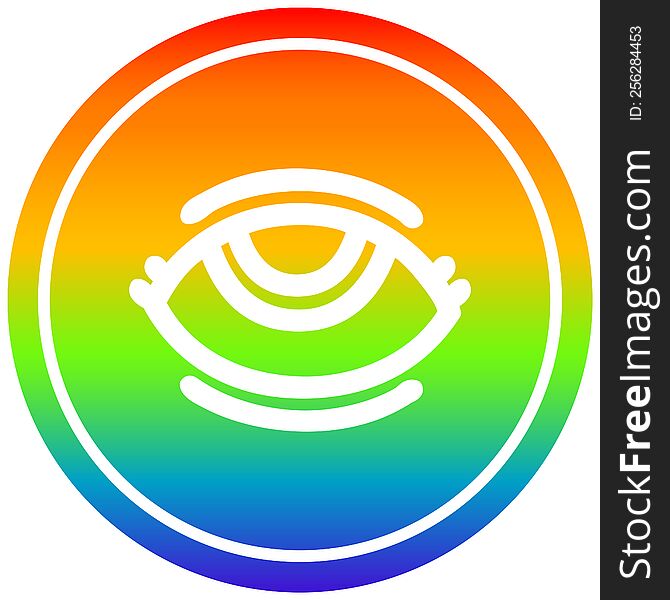 eye with rainbow gradient finish circular icon with rainbow gradient finish. eye with rainbow gradient finish circular icon with rainbow gradient finish