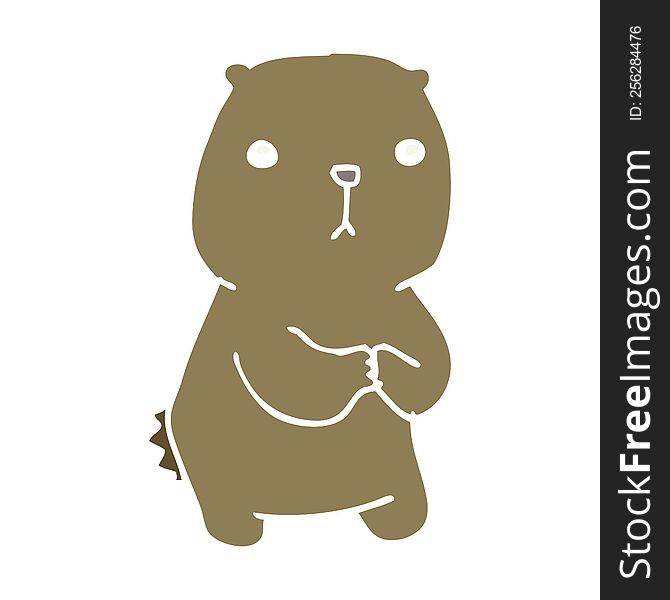 Flat Color Style Cartoon Worried Bear