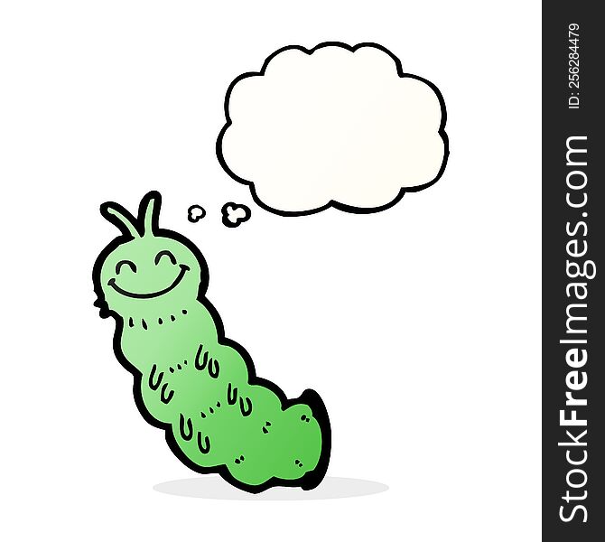 cartoon caterpillar with thought bubble