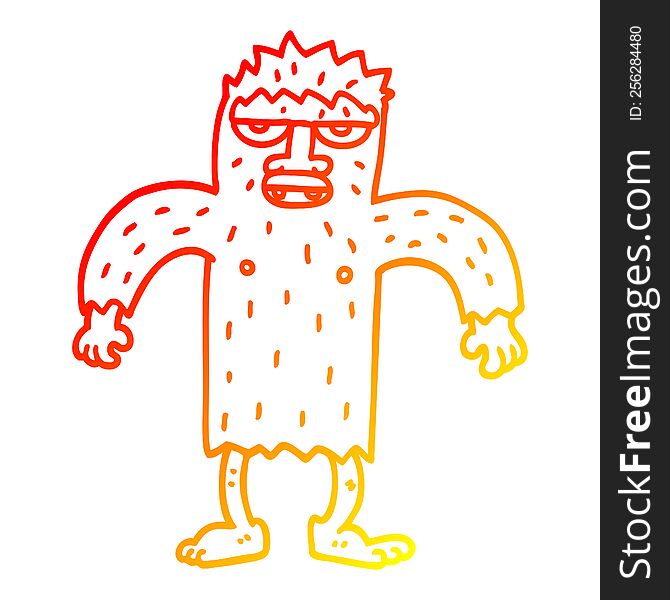 warm gradient line drawing of a cartoon yeti monster