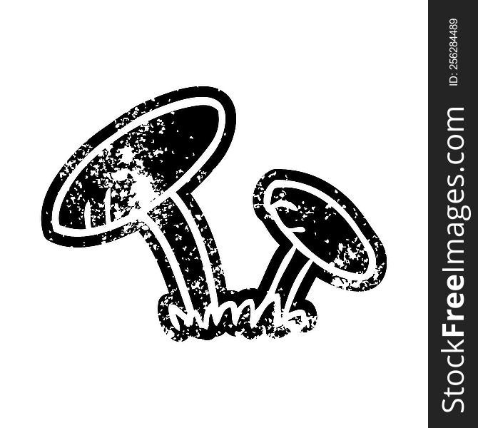 Grunge Icon Drawing Of Some Mushrooms