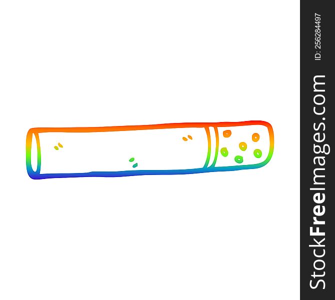 rainbow gradient line drawing of a cartoon cigarette