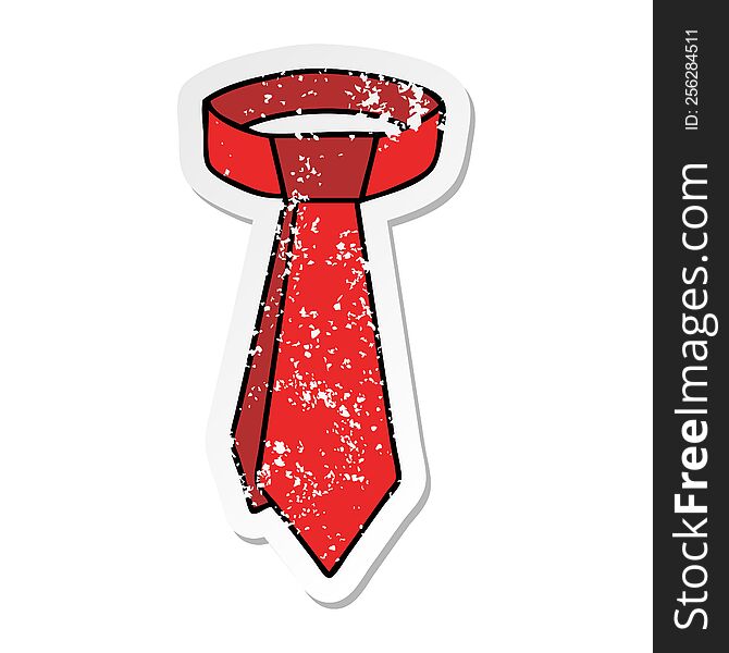 distressed sticker of a quirky hand drawn cartoon neck tie