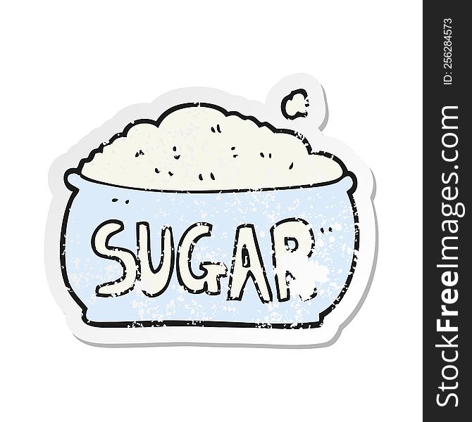 Retro Distressed Sticker Of A Cartoon Sugar Bowl