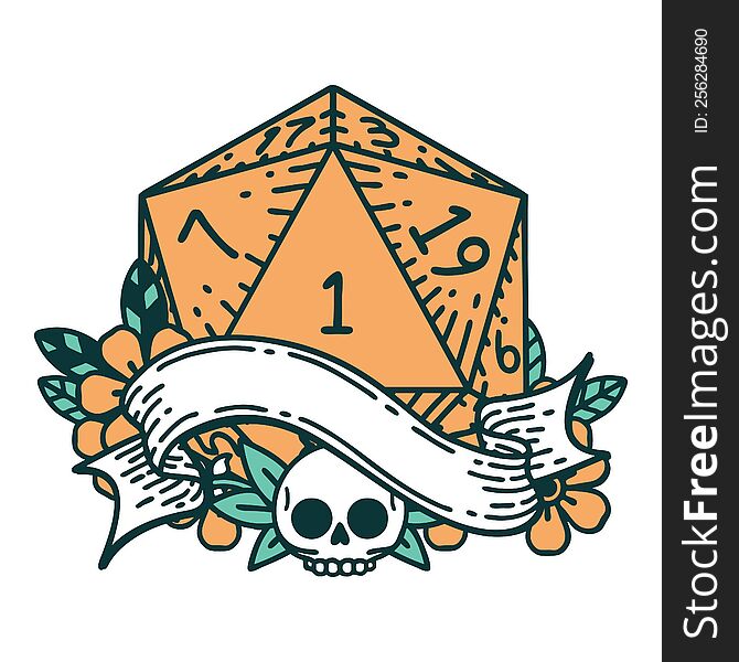 natural one d20 dice roll illustration