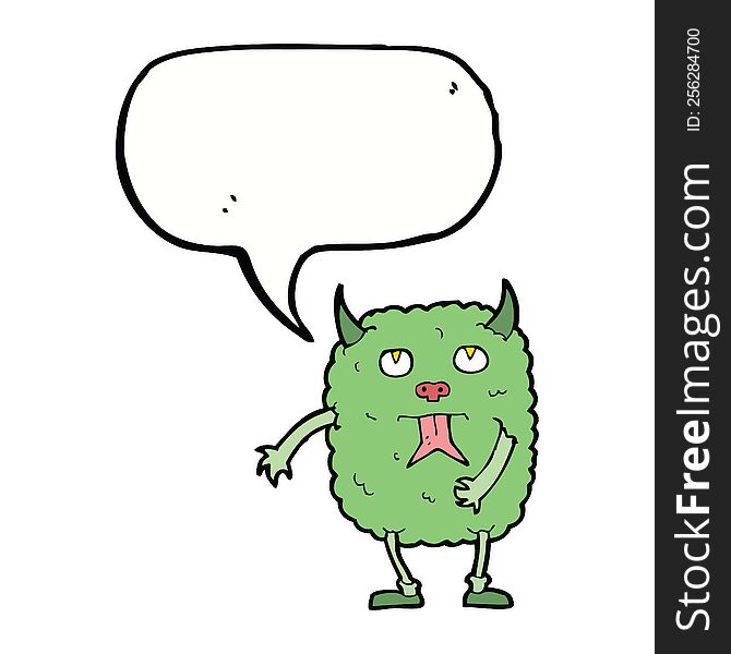 Funny Cartoon Monster With Speech Bubble