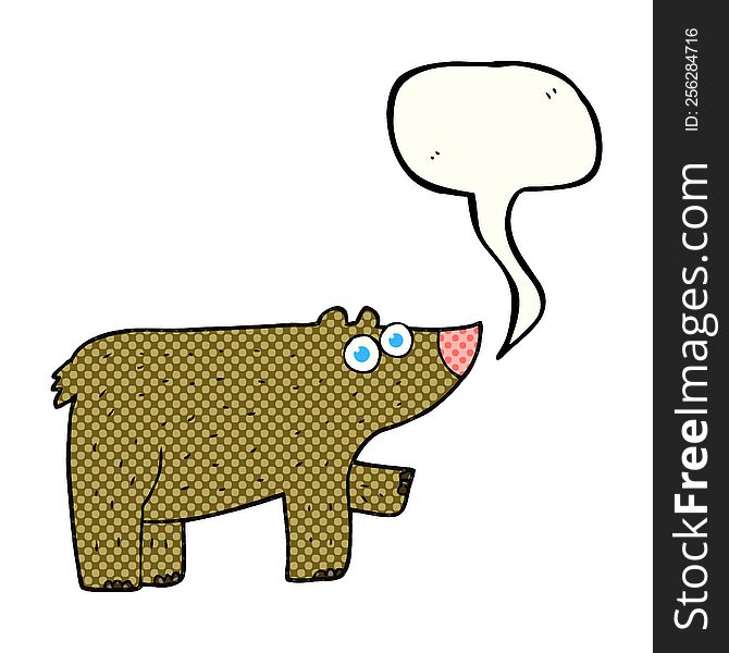 freehand drawn comic book speech bubble cartoon bear