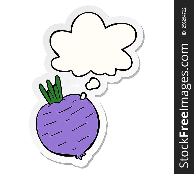 cartoon vegetable with thought bubble as a printed sticker