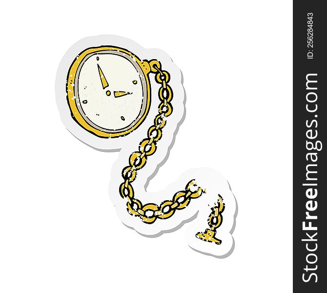 retro distressed sticker of a cartoon gold watch