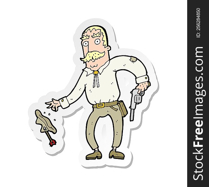 Sticker Of A Cartoon Wild West Cowboy