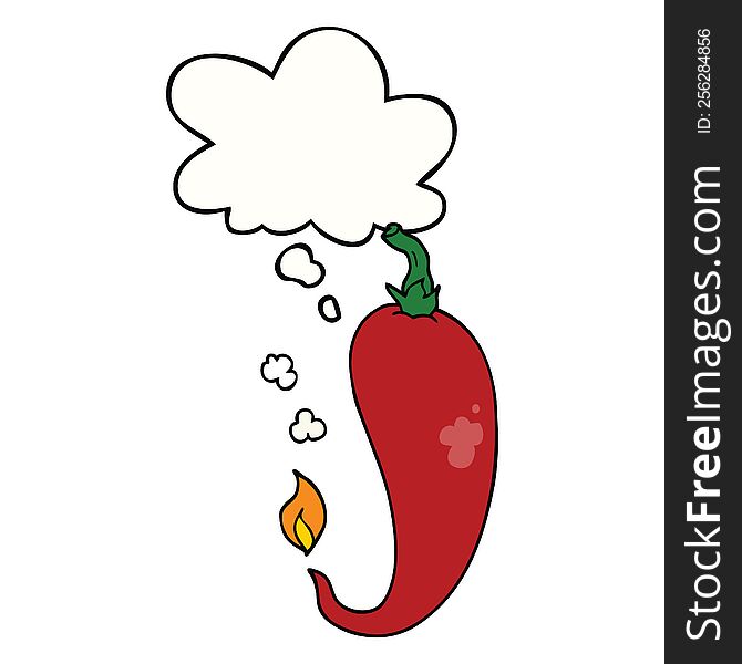 Cartoon Chili Pepper And Thought Bubble
