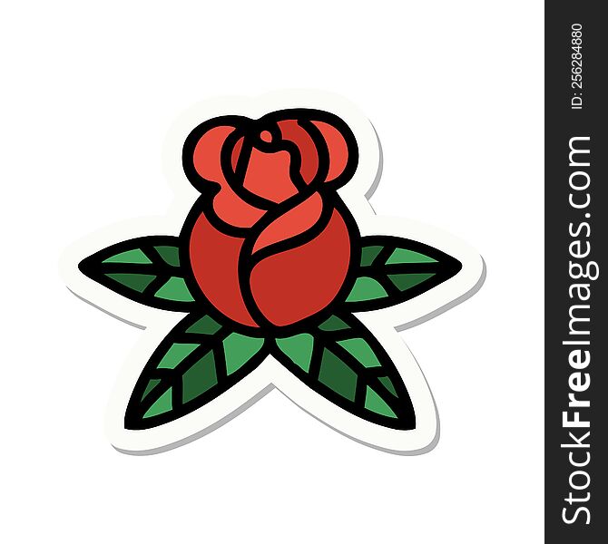 Tattoo Style Sticker Of A Single Rose