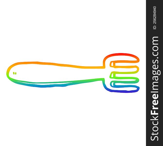 rainbow gradient line drawing of a cartoon fork