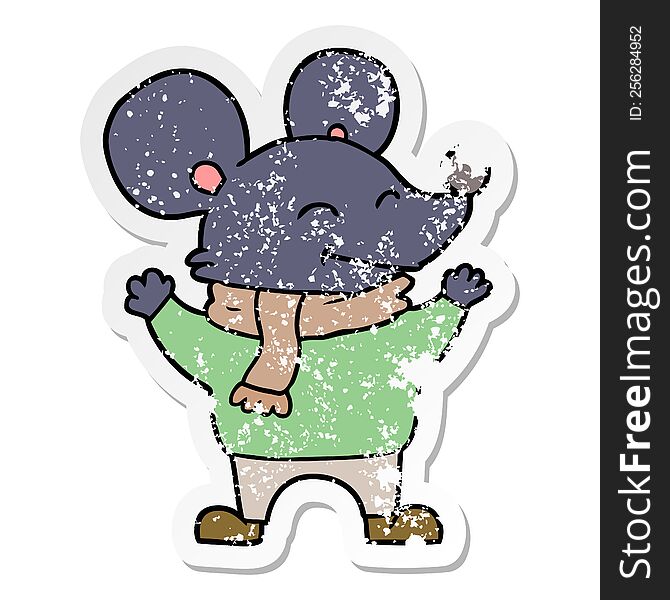 Distressed Sticker Of A Cartoon Mouse