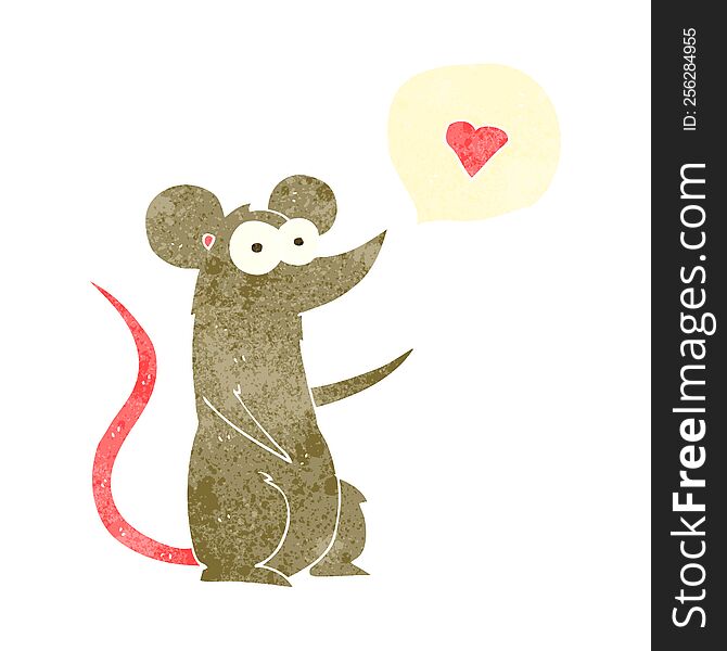 Retro Cartoon Mouse In Love