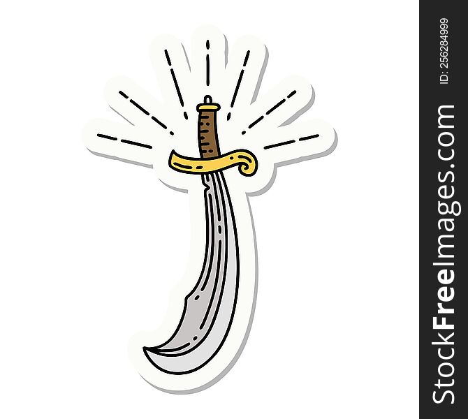 Sticker Of Tattoo Style Scimitar Sword