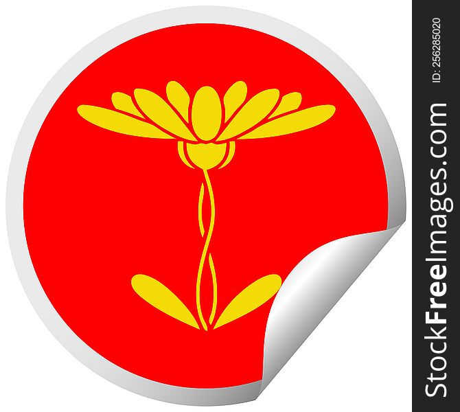 Circular Peeling Sticker Cartoon Flower