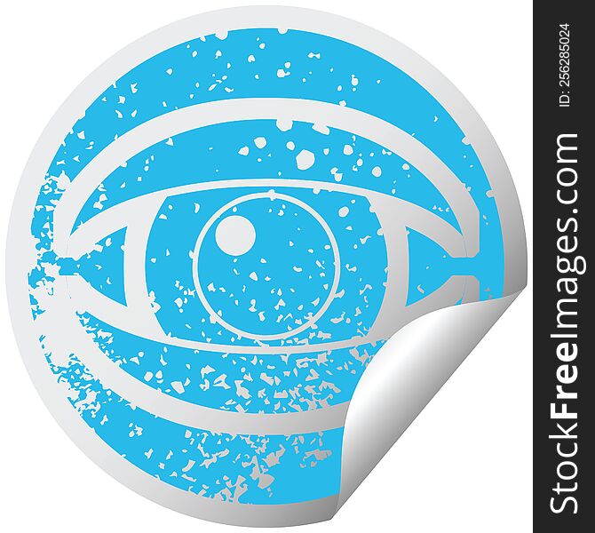 staring eye graphic distressed sticker illustration icon