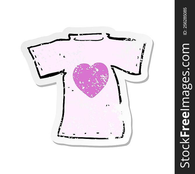 Retro Distressed Sticker Of A Cartoon Love Heart Tee