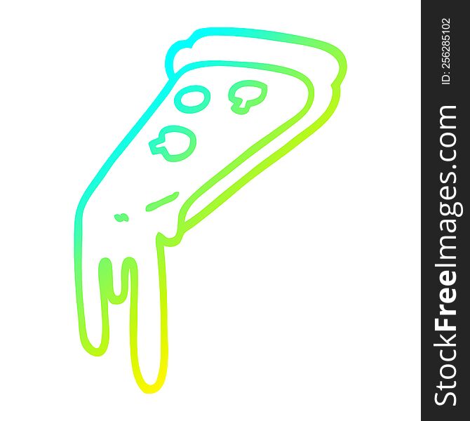 Cold Gradient Line Drawing Cartoon Pizza Slice